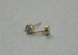 10K Solid Gold Tiny Circle Stud Earrings Real Gold CZ Cubic Zirconia - TGE095