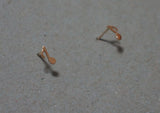 10K Solid Gold Tiny Note Stud Earrings Real Gold - TGE093