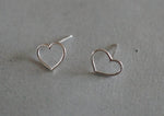 925 Sterling Silver stud Earrings, Line Heart, hollow thin heart, simple, cute - TSE027