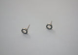 925 Sterling Silver, black epoxy stud, circle line earrings, geometric stud - TSE005