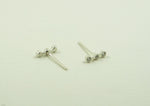 925 Sterling Silver Tiny 3 White CZ stud earrings Cubic Zirconia - TSE035