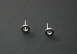 925 Sterling Silver, black epoxy stud, circle line earrings, geometric stud - TSE005