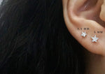 925 Sterling Silver Earrings, White star earring, 3.5mm, 5mm - TSE009