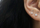 925 Sterling Silver Earrings, White star earring, 3.5mm, 5mm - TSE009