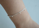 925 Sterling Silver Bracelet with ball, Silver Layering Bracelet, Thin Silver Bracelet - TGS001