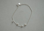 925 Sterling Silver Bracelet with 3 balls and Cubic Zirconia, Silver Ball Bracelet, Thin Silver Bracelet - TGS005