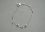 925 Sterling Silver Bracelet with 3 balls and Cubic Zirconia, Silver Ball Bracelet, Thin Silver Bracelet - TGS005