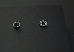 925 Sterling Silver, black epoxy stud, circle line earrings, geometric stud - TSE005