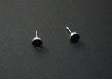 925 Sterling Silver, black epoxy stud, circle line earrings, geometric stud - TSE005