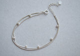 925 Sterling Silver Bracelet with ball, Silver Layering Bracelet, Thin Silver Bracelet - TGS001