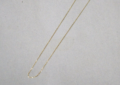 14K Solid Gold Necklace, Thin Chain, Tiny Thin Pendant, 14K Yellow
