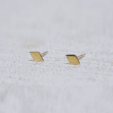 10K Solid Gold Tiny Diamond Stud Earrings Real Gold, Geometric - TGE102