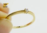 14K Solid Gold Ring, CZ Wedding Ring, Promise Ring - TGR222