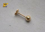 14K Solid Gold Tiny Lucky Clover End Barbell  Piercing 20G, 6mm Post Real Gold - TGP4501