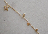 14K Solid Gold Necklace, Thin Chain, CZ Star with Tiny Stars Pendant, 14K Yellow Gold Chain Necklace - TGN102