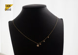 14K Solid Gold Necklace, Thin Chain, CZ Star with Tiny Stars Pendant, 14K Yellow Gold Chain Necklace - TGN102