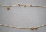 14K Solid Gold Necklace, Thin Chain, CZ Star with Tiny Stars Pendant, 14K Yellow Gold Chain Necklace - TGN102