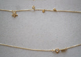 14K Solid Gold Necklace, Thin Chain, CZ Star with Tiny Stars Pendant, 14K Yellow Gold Chain Necklace - TGN102