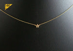 14K Solid Gold Star Necklace Earrings Set, Thin Chain 14K Yellow Gold Star with Brown Cubic Zirconia - TGN005