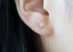 925 Sterling Silver, Mini CZ Studs Flower, Snow, bridesmaid Earrings - TSE025