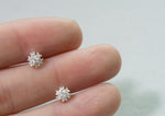 925 Sterling Silver, Mini CZ Studs Flower, Snow, bridesmaid Earrings - TSE025