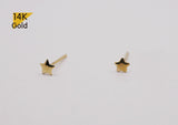 14K Solid Gold Star Stud Earrings, Thin Star Stud Earrings, Tiny Star Studs - TGE41004