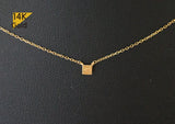 14K Solid Gold Necklace Brushed Finish Square Matte Textured Pendant Yellow Gold Chain - TGN103