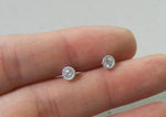 925 Sterling Silver, Mini CZ Studs Classic Circle Earrings 4mm - TSE008