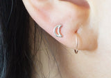 925 Sterling Silver Crescent Moon Stud Earrings - TSE028