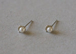 925 Sterling Silver, Mini White Pearl Earrings, Eyelash Earrings, Eye Studs - TSE010