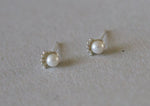 925 Sterling Silver, Mini White Pearl Earrings, Eyelash Earrings, Eye Studs - TSE010