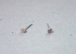 925 Sterling Silver, White CZ Studs heart Earrings 3mm, Cubic Zirconia - TSE025