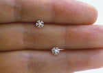 925 Sterling Silver, Mini CZ Studs Flower, Snow Flake Earrings - TSE004