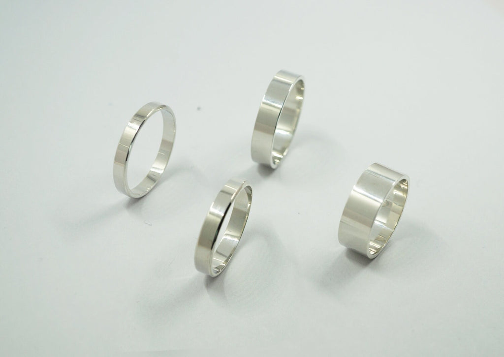 925 Sterling Silver Flat Wedding Band Ring, 3mm 4mm 5mm 7mm Ring