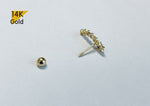 14K Solid Gold CZ Stars Barbell Piercing, 22G, 6mm Post - TGP4503