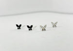 925 Sterling Silver Butterfly Earrings, White cz Earrings, Black CZ Earrings - TSE002