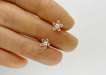 925 Sterling Silver, Mini CZ Studs Flower, Snow Flake Earrings - TSE020