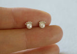 925 Sterling Silver, Mini White Pearl Earrings, Eyelash Earrings, Eye Studs - TSE010