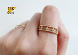 14K Gold Solid Gold Balls With White CZ Ring - TGR212