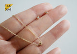 14K Solid Gold Star Necklace Earrings Set, Thin Chain 14K Yellow Gold Star with Brown Cubic Zirconia - TGN005