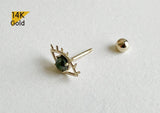 14K Solid Gold  Eye Rough Diamond Barbell Piercing, 22G, 6mm Post