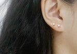 925 Sterling Silver Earrings, White star earring, 3.5mm, 5mm - TSE009