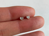 925 Sterling Silver, White CZ Studs heart Earrings 3mm, Cubic Zirconia - TSE025