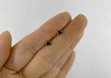 925 Sterling Silver, black epoxy stud, triangle earrings, geometric stud - TSE019