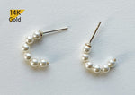 14K Solid Gold Stud Lightweight Pearl Earrings - TGE43003