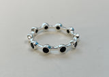 925 Sterling Silver Black Spinel Ring, Silver  Black Ring (US 6.20 / 16.66mm) - TSR206