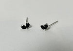 925 Sterling Silver Black CZ Two Petals Earrings