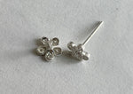 925 Sterling Silver White CZ Flower Earrings