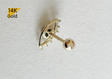 14K Solid Gold  Eye Rough Diamond Barbell Piercing, 22G, 6mm Post