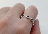 925 Sterling Silver Black Spinel Ring, Silver  Black Ring (US 6.20 / 16.66mm) - TSR206